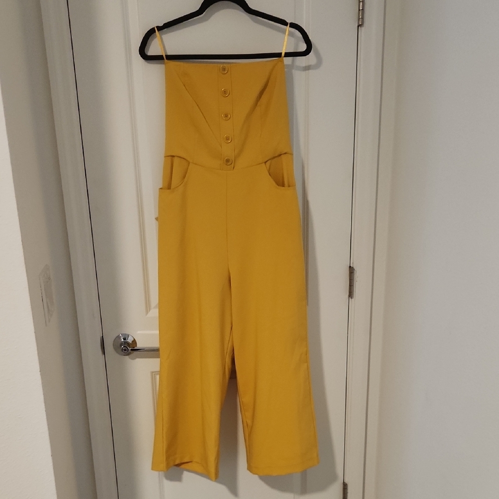 New York & Company Yellow Jumpsuit Professional Elegance